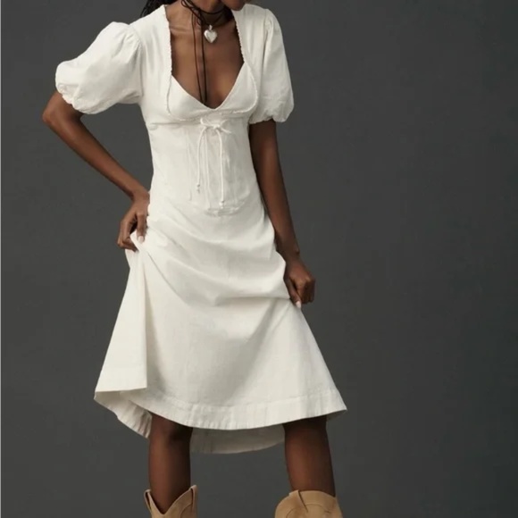 Maeve Midi White Dress with Corset - Picture 3 of 3